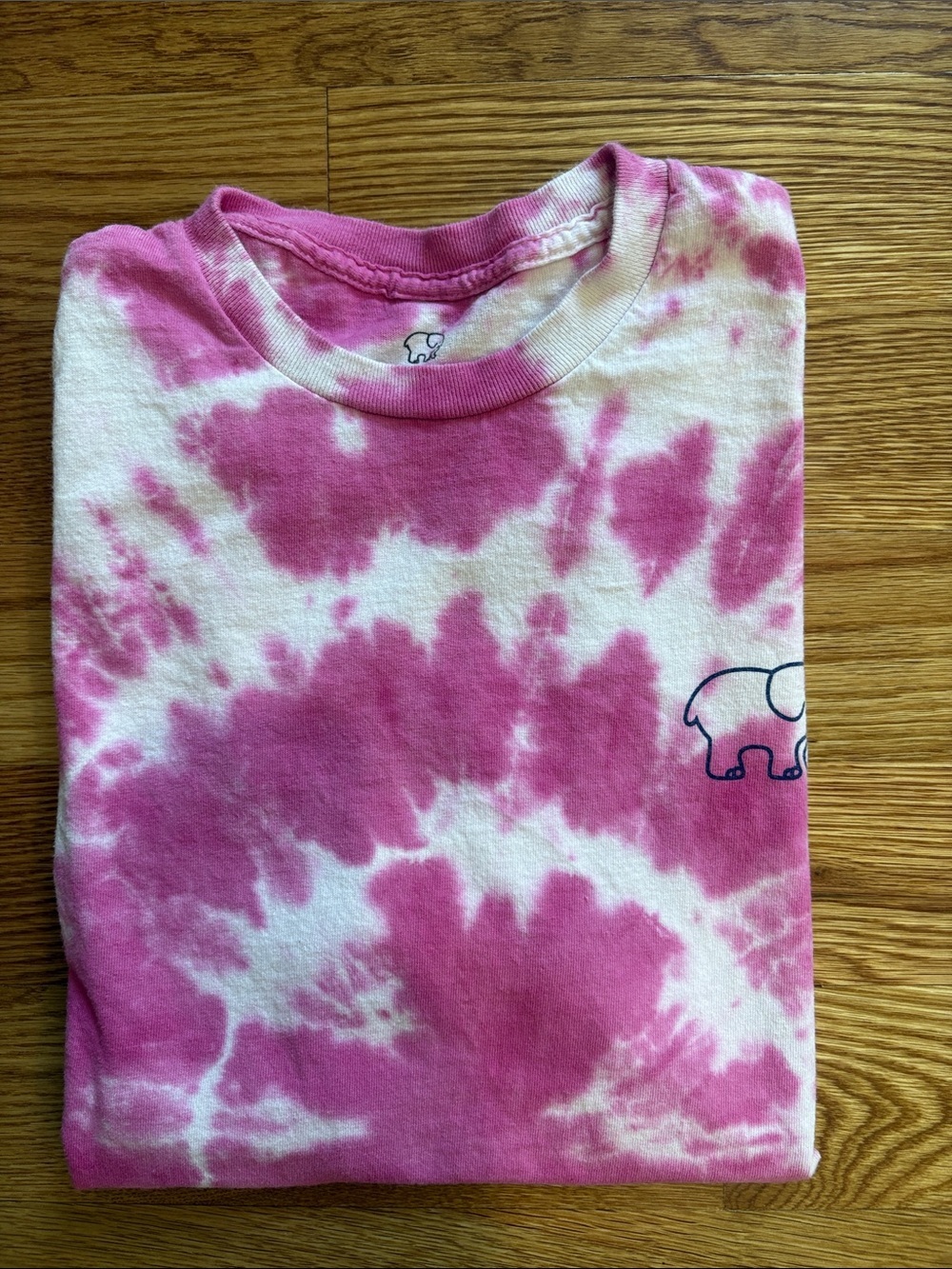ivory ella Pink and White Tie-Dye Short Sleeve Tee elephant size Med women’s